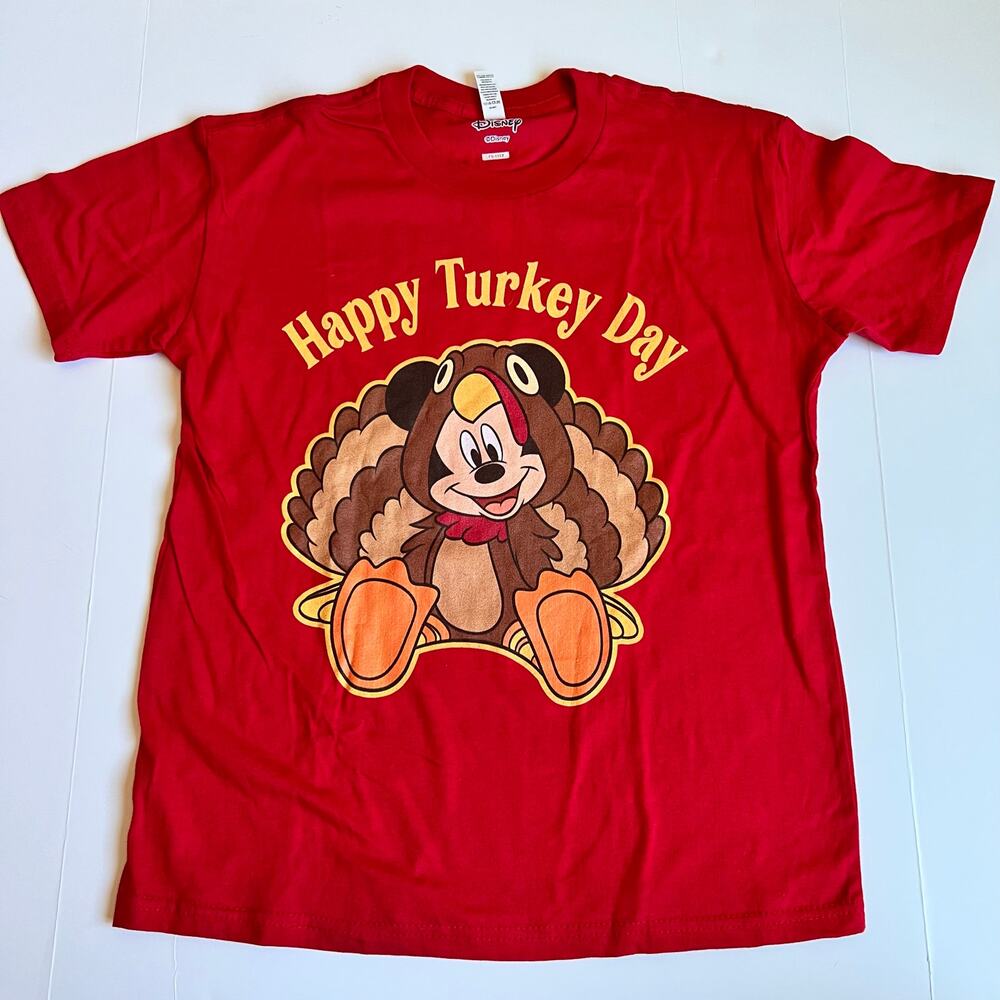 Disney Mickey Mouse Happy Turkey Day Thanksgiving T-Shirt Youth Large - Picture 2 of 6